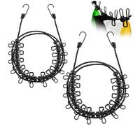 COM-FOUR® 2X Stendibiancheria da viaggio, 180-350 cm per filo | stendibiancheria da campeggio con elastico riflettente - stendibiancheria con 12 clip metalliche ciascuno