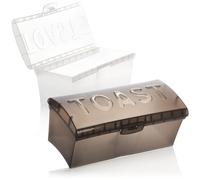 com-four® 2x Toast Bread Box - Contenitore per conservare toast, pagnotte e panini freschi - Scatola per il pane - Scatola per alimenti in plastica trasparente (2 pezzi - bianco/grigio)