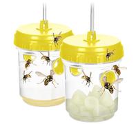 COM-FOUR® 2x Trappola per vespe viva - Trappola naturale da appendere e posizionare - Protezione per esterni rispettosa degli animali - Cattura insetti anti-vespe (02 pezzi - giallo 13cm)