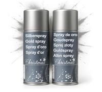 COM-FOUR® 2x vernice spray decorativa color argento - vernice spray trasparente per decorazione e artigianato - vernice spray color argento per decorazioni natalizie (2 pezzi - spray/color argento)