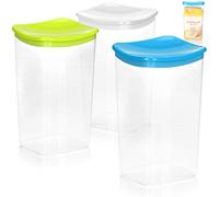 com-four® 3 barattoli per conservare gli alimenti con coperchio per il campeggio o il picnic - per frutta, verdura, snack, muesli - barattolo sfuso [la selezione varia] (3 pezzi - 1,9 l)