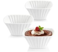 com-four® 3 ciotoline da portata in ceramica - piccoli contenitori per amuse bouche, dessert, antipasti e snack - coppette bianche