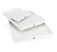 COM-FOUR® 3 pezzi Set di vassoi in legno da, tavole decorative vintage