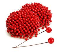 com-four® 300x decorazione a dispersione, rami decorativi con bacche, rami decorativi da spargere come articoli per l'artigianato, abbellire regali e pot-pourris (300 pezzi - bacche rosse)
