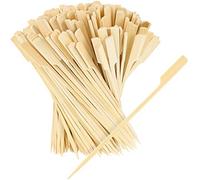 com-four® 300x Spiedini di Finger Food in Bambù - Stecchini in Legno con Superficie Ampia del Manico - Ideali per Buffet o Gastronomia (300 pezzi - 20 cm con manico)