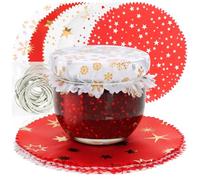 COM-FOUR® 30x centrini decorativi per barattoli di conservazione - centrini di marmellata con gomme - Decorazioni natalizie per barattoli di conservazione - centrini (030 pezzi - rosso/bianco)