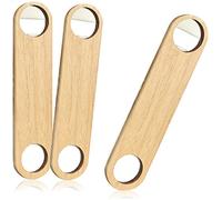 COM-FOUR® 3x apribottiglie in acciaio inossidabile con manico in legno naturale - apribottiglie dal design semplice (03 pezzi - legno. Acciaio inossidabile. piatto)