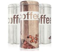 com-four® 3X Barattolo per cialde di caffè - Barattolo di Metallo per cialde di caffè - Contenitore con Coperchio per caffè, tè, Biscotti - Barattolo Decorativo (3 Pezzi - Nostalgia)