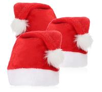 com-four® 3x Cappello di Babbo Natale in peluche con pompon - Cappello di Natale X-Mas per Natale e Babbo Natale - Cappello di peluche per costume di Babbo Natale (Rosso con pelliccia - 3 pezzi)