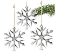 COM-FOUR® 3x decorazione da appendere fiocco di neve - figura decorativa in alluminio nichelato - accessorio natalizio ed elegante - decorazione per il periodo invernale