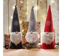 com-four® 3x Elfi di Natale per decorazioni natalizie, figure invernali come oggetti decorativi, graziose decorazioni per la tavola o come decorazioni per la stanza (3 pezzi - grigio rosso nero)