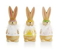 com-four® 3x Figure decorative per Pasqua, coniglietti pasquali colorati, decorazioni pasquali da appoggiare, decorazioni pasquali in ceramica (3 pezzi di bicchieri da 14 cm)
