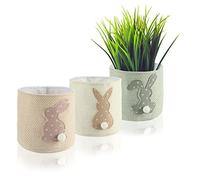 com-four® 3x Fioriere Pasquali, Cesto Pasquale con Coniglietto Pasquale | graziosi cestini regalo con motivo pasquale per l'inizio della primavera - Ø 12 cm
