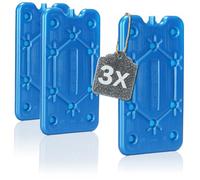 com-four® 3X Ghiaccio Sintetico Piatto, salvaspazio per Borsa frigo e Frigorifero Portatile, Elemento refrigerante per Campeggio e Spiaggia (Blu - 3 Pezzi - M)