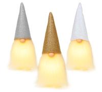 com-four® 3x Gnomi con LED - Nanetti da Tavolo - Decorazioni Natalizie Scandinave con Cappello a Punta (3 pezzi - LED)