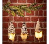 com-four® 3X LED Appendiabiti Nano con Naso e Barba - Nano scandinavo con Cappello a Punta - Babbo Natale Svedese da Appendere (3 pezzi - Gnomo - cappello di peluche)