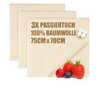 com-four® 3x Lino panettiere, tela formaggio, panno filtrare, 100% cotone - Panni intrecciati per la preparazione dell'impasto - Riutilizzabili, resistenti presenza di elevata - Cottura del pane