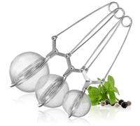 COM-FOUR® 3x Pinze per il tè, infusore per il tè a forma di sfera in acciaio inossidabile 304, filtri per il tè in 3 misure per gli amanti del tè (03 pezzi - mescolare)