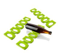 COM-FOUR® 3x portabottiglie - portabottiglie pieghevole - frigorifero con supporto per impilamento - tappetino in silicone (verde)