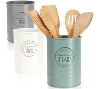 com-four® 3x portaposate in metallo - portautensili da cucina 17 cm - robusti contenitori organizer per posate, cucchiai di legno, utensili da cucina, accessori da cucina (3 pezzi - Mix 1)