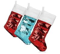 com-four® 3X Premium Calza Natalizia XL con Paillettes reversibili - Stivale di Babbo Natale da Appendere e da riempire - Calza Babbo Natale 42x22cm