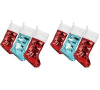 com-four® 3X Premium Calza Natalizia XL con Paillettes reversibili - Stivale di Babbo Natale da Appendere e da riempire - Calza Babbo Natale 42x22cm (Confezione da 2)