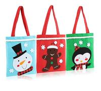 COM-FOUR® 3x sacchetti regalo per Natale - sacchetto regalo con manici - sacchetto regalo per Babbo Natale e Avvento - sacchetto in feltro con motivi natalizi 24 x 20 cm