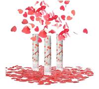 COM-FOUR® 3x Shooting Party Popper-Set 28cm, Confetti-Cannon per Capodanno, Feste, Compleanni, Bomba di coriandoli con altezza effetto 6m (03 pezzi - cuori 28cm)