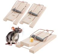 com-four® 3X Trappola per Topi in Legno - Trappola a Scatto per Un Efficace Controllo dei parassiti - Trappola a Scatto Riutilizzabile con Elevata Forza d'impatto (Trappola per Topi 3 Pezzi)