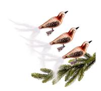 com-four® 3X Uccello su Clip - Uccelli Lucidi con lunghe Penne della Coda Bianche - Gioielli Decorativi per la Casa - Decorazione della Stanza con Piccole Paillettes