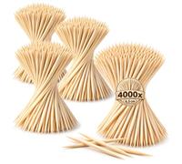 com-four® 4000x stuzzicadenti in Legno - Bastoncini da Cocktail in Legno 6,5 cm - Bastoncini di Legno per progetti Fai da Te, Artigianato - Come Strumento, per Riparare e Pulire
