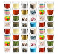 COM-FOUR® 48x contenitori di stoccaggio con coperchi - contenitori universali in plastica con chiusure - tazze impilabili per cosmetici, creme, lozioni e materiali artigianali - 35 ml (48 pezzi)