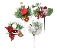 com-four® 4X composizioni Decorative, ramoscelli Come fantastiche Decorazioni Natalizie, bellissime Decorazioni per la Stanza, Anche per composizioni Floreali