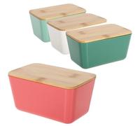 com-four® 4x contenitore per alimenti con coperchio in bambù - contenitori in plastica per alimenti, cosmetici e piccoli oggetti - ideale per pasta, caffè, zucchero o farina