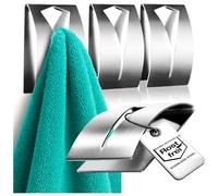 com-four® 4x Gancio per asciugamani autoadesivi - Porta asciugamani in acciaio inossidabile - Ganci adesivi per bagno senza perforazione (4 pezzi)