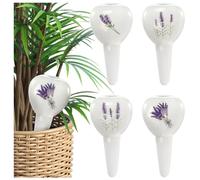 COM-FOUR® 4x irrigazione automatica per piante d'appartamento - distributore d'acqua per piante - coni di argilla per innaffiare fiori - hydrospikes (04 pezzi - motivo floreale)