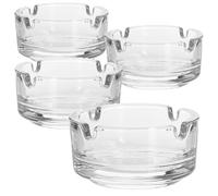 com-four® 4x Posacenere in Vetro - Piccolo Modello da Tavolo - Portasigarette per Casa e Ristorazione - Vetro Resistente 5 mm (4 pezzi - trasparenti - piccoli)