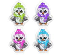 COM-FOUR® 4x scaldamani riutilizzabili - scaldamani con motivo gufo - cuscinetto termico per le giornate fredde e in viaggio - cuscino anti-attorcigliamento (04 pezzi - gufi colorati)