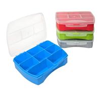 COM-FOUR® 4x Scatola portaoggetti compatta con 8 scomparti e pratico coperchio incernierato - Perfetta per medicinali, utensili da cucito, accessori, dolci o biscotti [la selezione varia] (colorato)