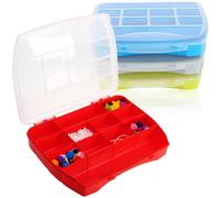 com-four® 4x scatole portaoggetti con coperchio trasparente - organizer 12 scomparti - contenitore plastica per accessori creativi, gioielli & viti [casuale] (4 pezzi - colorati - grandi)