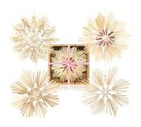 COM-FOUR® 4x stelle di paglia in un set misto - ciondolo di paglia per l'albero di Natale - albero di Natale naturale appeso - decorazione natalizia - 18 cm