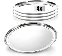 com-four® 4x vassoio rotondo in acciaio inox Ø 33 cm, piatto gastro | catering e hotel - decorativo e funzionale