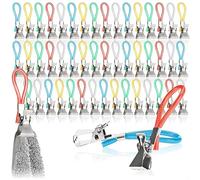 com-four® 50 clip porta asciugamani in plastica e metallo cromato - clip colorate per asciugamani, salviette, spugne da bagno - clip appendiabiti per presine e strofinacci (50 pezzi)