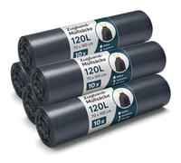 com-four® 50 sacchi spazzatura 120 L con chiusura a laccio - sacchi resistenti 70 x 100 cm - extra robusti, impermeabili e richiudibili - per casa e giardino (Anni '50 - Blu - 70x100 cm)