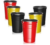 com-four® 6 bicchieri in acciaio inox da 500 ml ciascuno - compagno perfetto per campeggio, spettacoli pubblici, Coppa del Mondo e Campionato Europeo - tazza per tifosi - senza BPA e infrangibile