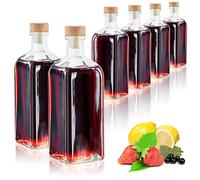com-four® 6 bottiglie in vetro da 500 ml con tappo in sughero - bottiglie vuote con tappo in sughero - contenitori in vetro per il riempimento con liquidi come olio (quadrato - 500 ml)