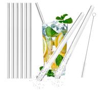 COM-FOUR® 6 cannucce in vetro borosilicato, 23 cm, cannuccia con pennello di pulizia, riutilizzabile (06 pezzi - dritto trasparente)