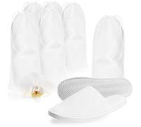 com-four® 6 Paia di Pantofole in Spugna Premium - Comode Pattine di Hotel - Ciabatte di Bagno Chiuse - Taglia 42/43 - Colore: bianco - Unisex