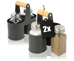 com-four® 6 pezzi in vetro Set di agitatore per spezie in, sale e pepe