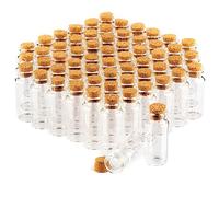 com-four® 60 vasetti di spezie da 10 ml con tappo in sughero, set di mini bottiglie di vetro, set di bicchieri regalo, conservazione di oli, spezie, erbe o tè (060 pezzi)